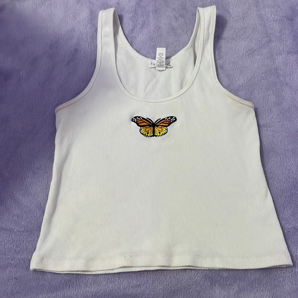White tank top with butterfly